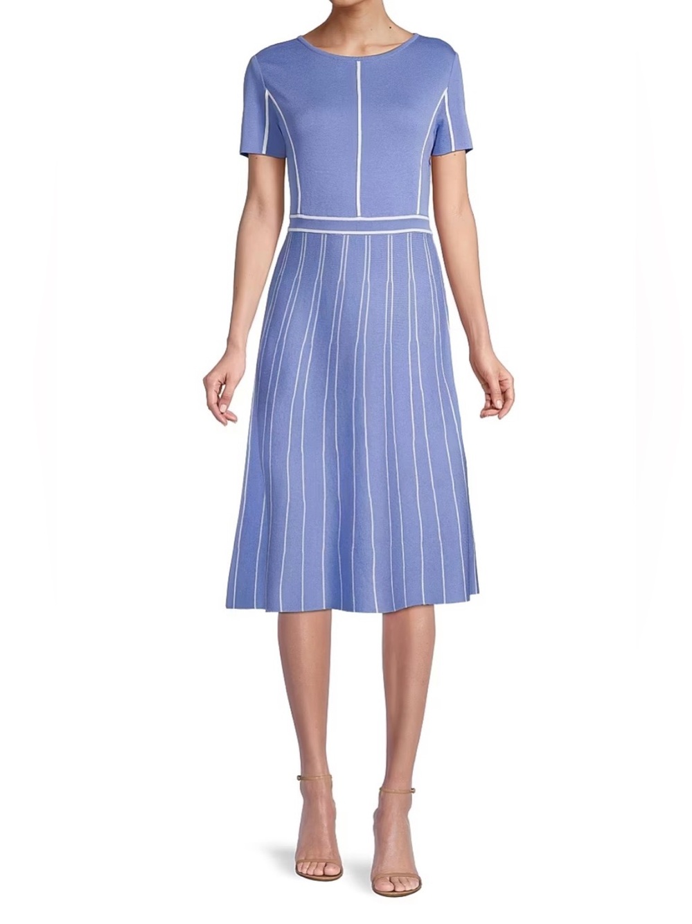Misook Contrast Piping Jewel Neck A Line Dress SzXXS NWT